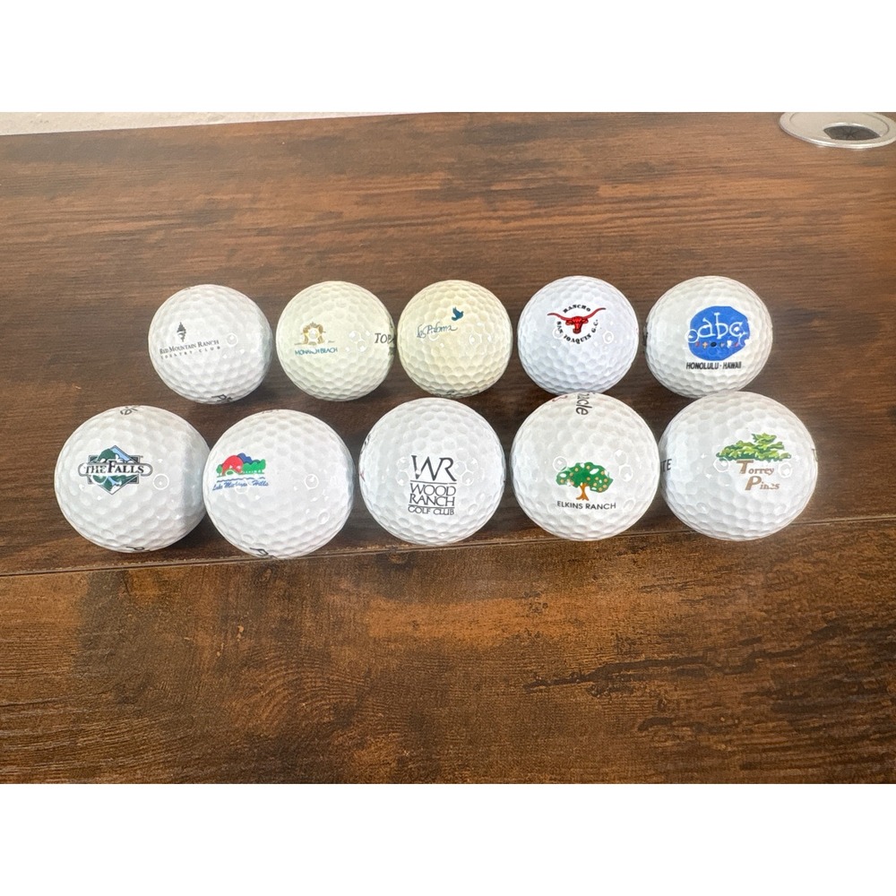 10 Vintage Logo Golf Balls Lot Torrey Pines Wood Ranch Monarch Beach Collectible